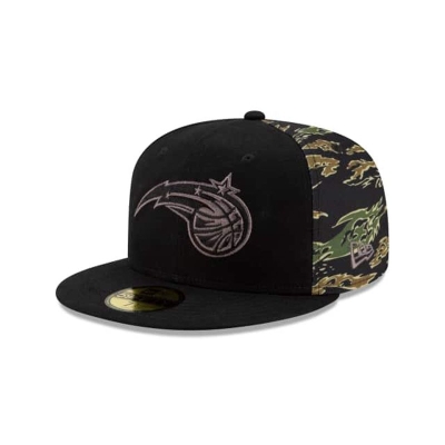 Black Orlando Magic Hat - New Era NBA Camo Panel 59FIFTY Fitted Caps USA6248093